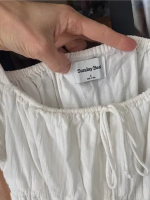 Aritzia Sunday Best Kay dress puff short sleeve babydoll mini tie front smocked thumbnail 3