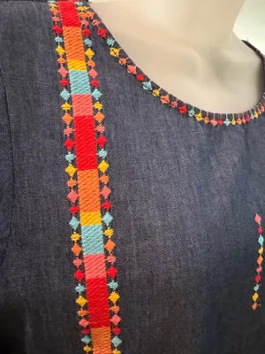 Savanna Jane The Alyssa Embroidered Dress - Denim. Size Small thumbnail 8