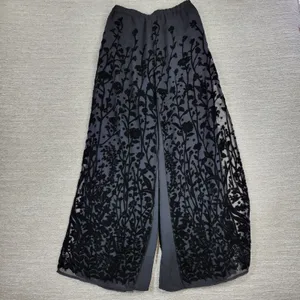 VTG Ronni Nicole Velvet Burnout Wide Leg Pants M Black Sheer Holiday Party thumbnail 9