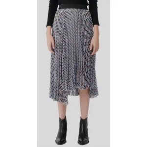 Maje Blue Jela Pleated Print Elastic-Waist High-Low Skirt Womens Size 36 thumbnail 15