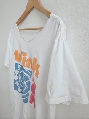 Blink-182 off-the-shoulder white punk tee thumbnail 6
