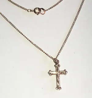 Gold Tone Dainty Cross Pendant Necklace thumbnail 1