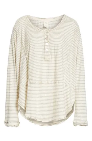 We The Free People Top Free Long Sleeve size M white and Grey thumbnail 1