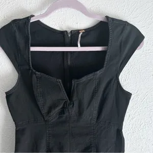 Free People Lia Denim Bodycon Dress Black Sz Small Western Coastal Cowgirl thumbnail 4