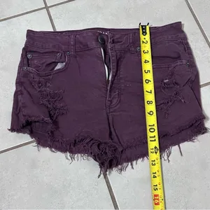 American Eagle Women‎ Purple Cut Off Distressed Shorts Stretch Size 6. thumbnail 6