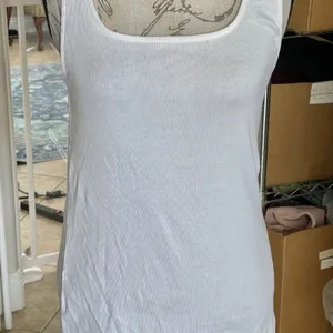 A New Day Womens White Tank Top Large Ribbed Sleeveless Minimalist Fall Winter thumbnail 5
