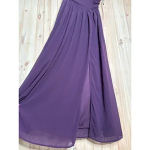 NWT Lulus Luxe Favorite Dark Purple Strapless Ruched Maxi Dress Bridesmaid Sz L thumbnail 6
