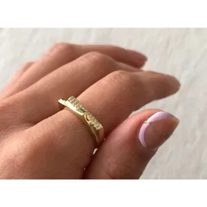 Boutique NEW Women's 14 Gold Filled Bar Simulated Diamond Ring,‎ Adjustable thumbnail 9