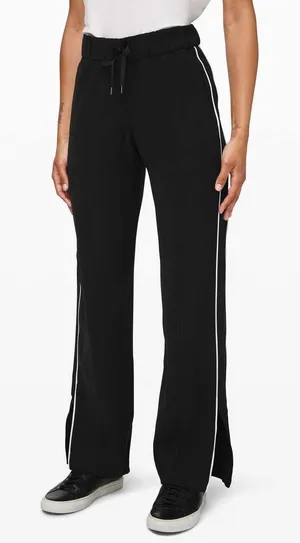 Lululemon On the Right Track Pant in‎ Black / White Size 10 thumbnail 1