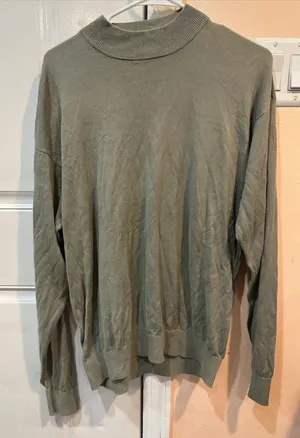 Men's Olive Green Mock Neck Sweater Size L thumbnail 1