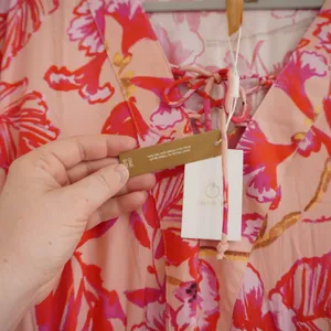 Onshore Pink Floral V-Neck Flowy Maxi Dress Kaftan Resort Pool Vacation One Size thumbnail 5