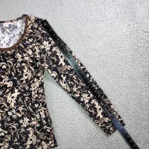 St. John's Bay Floral Cottagecore Top Small Brown‎ Scoop Neck Cotton Earthy Neutral Classic L/S thumbnail 12
