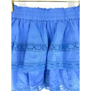 Altar'd State Winslow Blue Tiered Lace Clip Dot Mini Skort XS Boho Cottagecore thumbnail 3