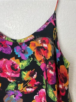 Paper Crane Black Floral Two Layer Camisole Size XL thumbnail 2