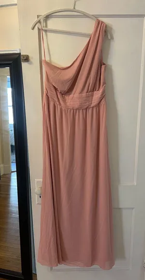 Six Stories One Shoulder Pleated Waist Chiffon Bridesmaid Dress - Peony Pink - 12 thumbnail 1