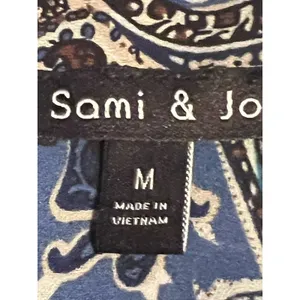 Sami & Jo Women's Blue Black‎ White Printed Long Sleeve Button Front Size M thumbnail 3