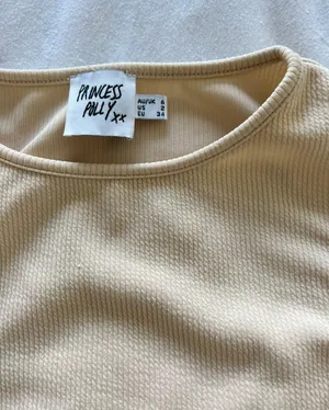 Princess Polly Beige Ribbed Crop Top thumbnail 2