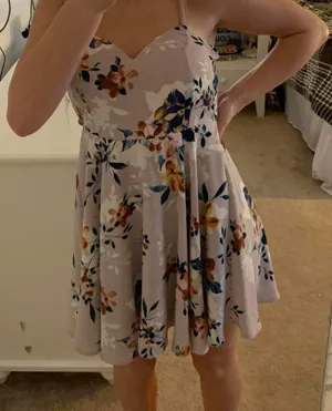 Windsor Lilac/Light Purple Floral Tie-Back Bow Mini Dress thumbnail 1
