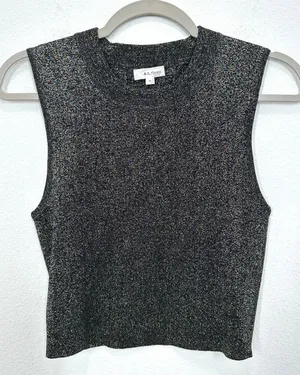 ALC Frank Mariam Metallic Mockneck Cropped Tank Top Size Medium Party Going Out thumbnail 1