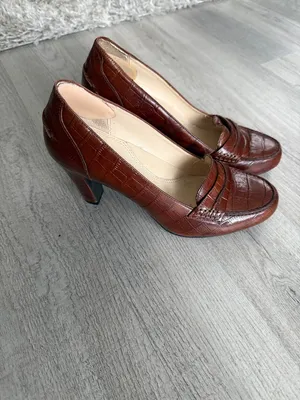 Jones New York Brown Croc-Embossed Loafer Heels Size 6 thumbnail 3