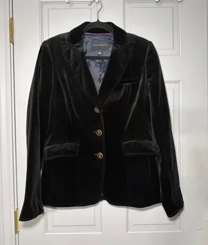 Banana Republic Black Velvet Three-Button Blazer thumbnail 1