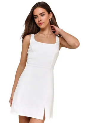 Lulus Always Admired White Sleeveless Mini Dress size Large NWT thumbnail 1