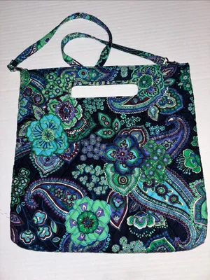 Vera Bradley Blue Rhapsody Cotton Tote Paisley Floral Design Handle And Strap thumbnail 1