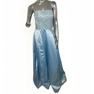 Sherri Hill Ice Blue Satin Prom Dress with Floral Embroidery & Pockets - Sz 10 thumbnail 3