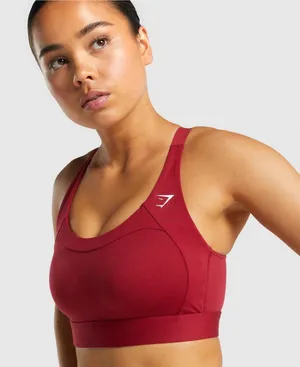245 Gymshark Razer Back Burgundy Sports Bra Small thumbnail 1