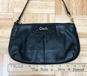 COACH 1941 Black Leather Wristlet Mini Bag thumbnail 6