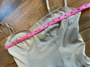 Source Unknown Beige Taupe Spaghetti Strap Sweetheart Bodice Drop Waist Midi Dress thumbnail 6
