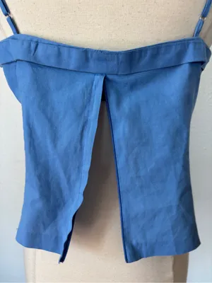 Vintage 90s Y2K Solid Blue Cropped Tank Top Size 14 thumbnail 3