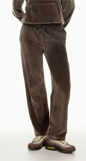 Aritzia TNA Relaxed Velour Sweatpants Brown Straight Leg thumbnail 1