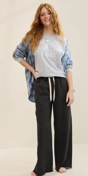 Aerie NWT Grey Soft Landing Wide Leg Trouser Pants Size XS thumbnail 1