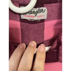 Vintage Wrangler Flannel Pink Buffalo Plaid Western Shirt thumbnail 3
