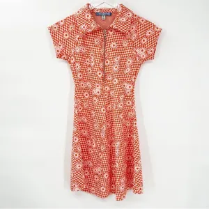 NEW Urban Outfitters Arlo Zip A-Line Mini Dress Women's Size XS Orange Y2K‎ thumbnail 2