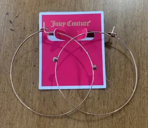 Juicy Couture E Fine Gem Hoop Rose Gold Pave Earrings Brand New thumbnail 1