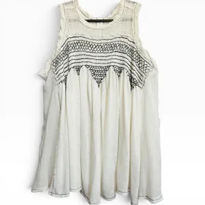 Free People Sea Breeze Tunic Top Ivory Cotton Embroidered Sleeveless S Gauze NWT thumbnail 2
