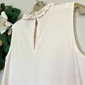 Ann Taylor Factory White Ruffle Sleeveless Blouse thumbnail 3
