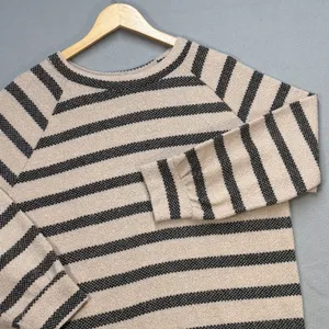 143 Story by Line Up Womens Beige Black Striped Sweater Size Large Made in‎ USA thumbnail 2