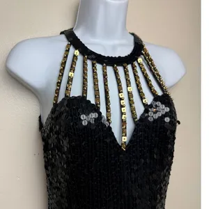 VTG Nightline by Della Roufogali Black Sequin Gown Sz. 4 thumbnail 2
