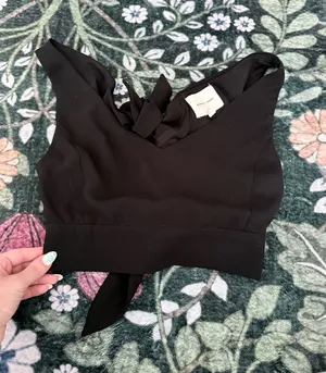 rag & bone Black Knot-back Crop Top thumbnail 1