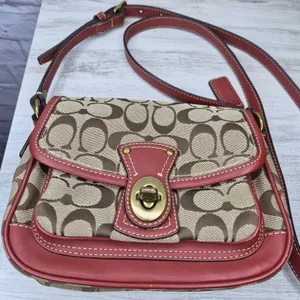 Vintage Coach 10566 Cricket Signature Flap Turnlock Crossbody Red Leather Y2K thumbnail 8