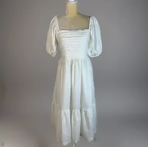 The A&F Emerson Linen-Blend Puff Sleeve Midi Dress size M thumbnail 6