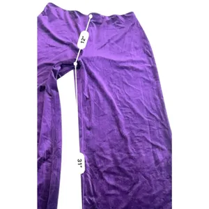 Mango MNG Women's Large Purple Crushed Velvet Wide Leg Pants High Waist NWT thumbnail 10