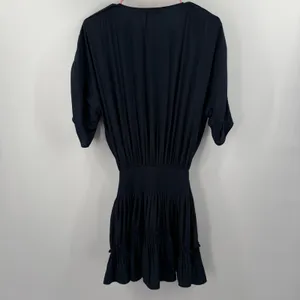 Ramy Brook Tilda Dress Women’s Size XXS Crossover Mini Ruffle Smocked navy blue thumbnail 4