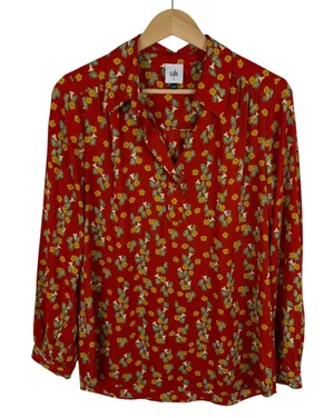 Cabi Red Floral Button Down Shirt‎ Small Lightweight Office Modest Career Layers thumbnail 1