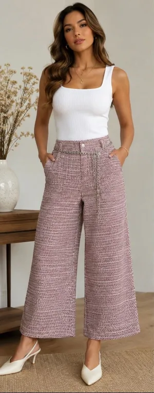 Hunter & Brown Premium Wide-Leg Pants – Size L Mauve thumbnail 1