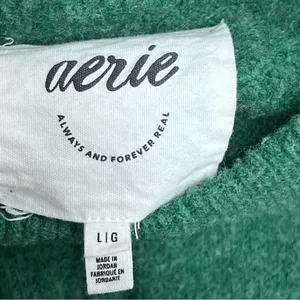 Aerie oversized green cable Knit Sweater size L thumbnail 2