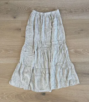 Brandy Melville Maxi Skirt Tiered Floral One Size Beige thumbnail 1